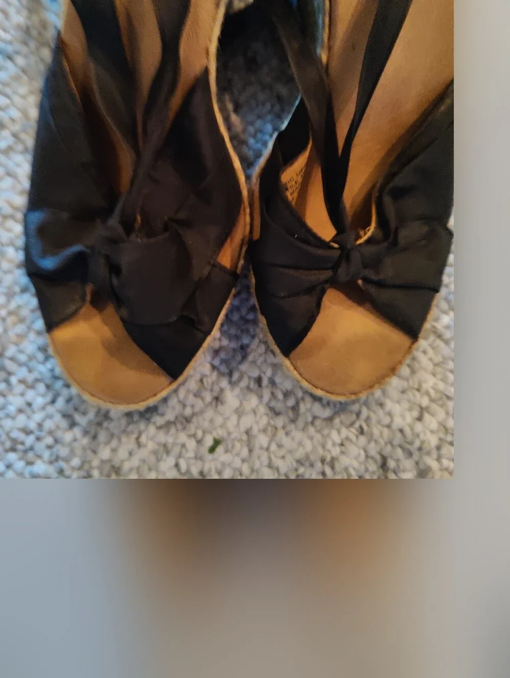 Stylish Black Bow Lace-Up Espadrille Sandals. Size 7 1/2